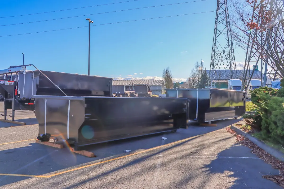 Roll-off dumpster ready for waste disposal at job site for Cleanout Dumpster Rental in East Hanover